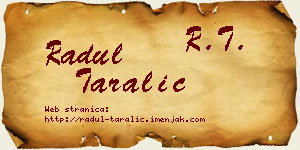 Radul Taralić vizit kartica